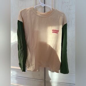 Kids Long Sleeve Feelin’ Jolly Shirt - Cream and Green